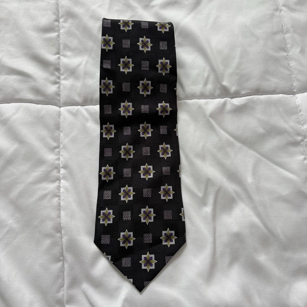 Louis‎ Roth 100% Silk Tie Purple Geometric Quiet Luxury Maximalist Designer